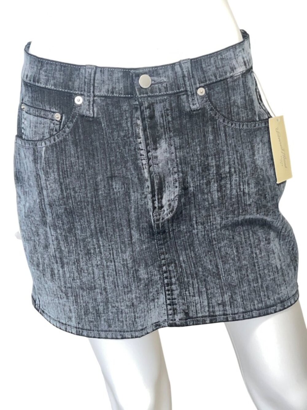 Universal Thread Women's Black Acid Wash Denim Mini Skirt With Pockets Size 8